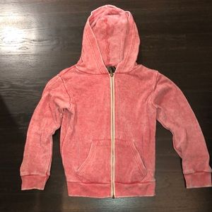 Chic 2 Chic size L/14 - red frayed hooded sweatshirt